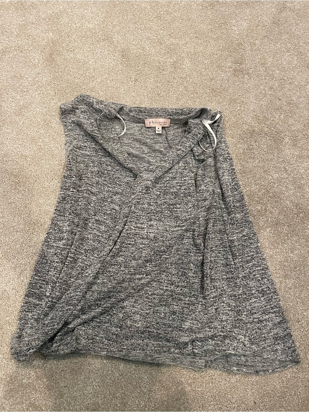 Philosophy Marled Grey V-Neck Sleeveless Knit Tank